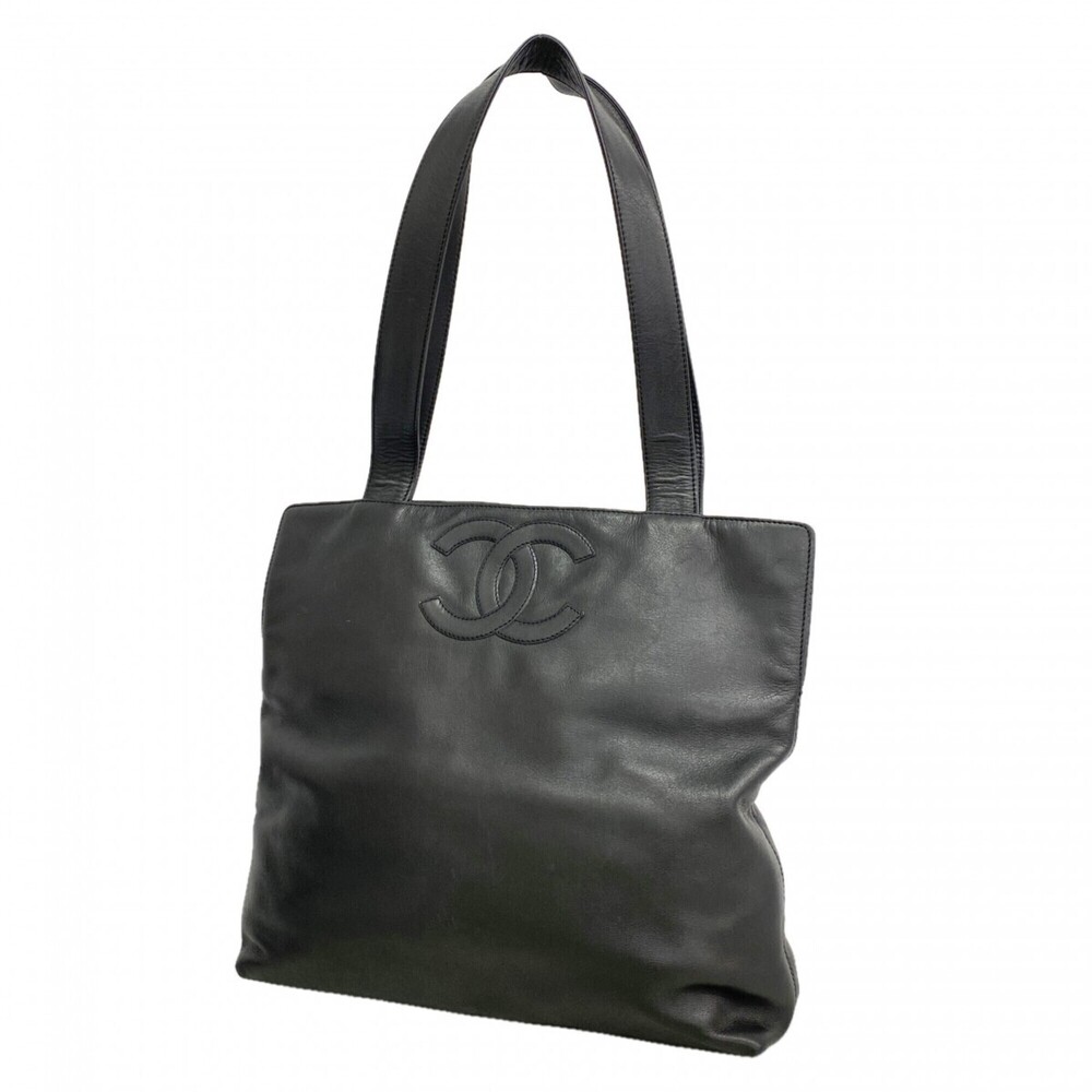 Chanel Leather Tote Bag, Black, Women's, P3215133